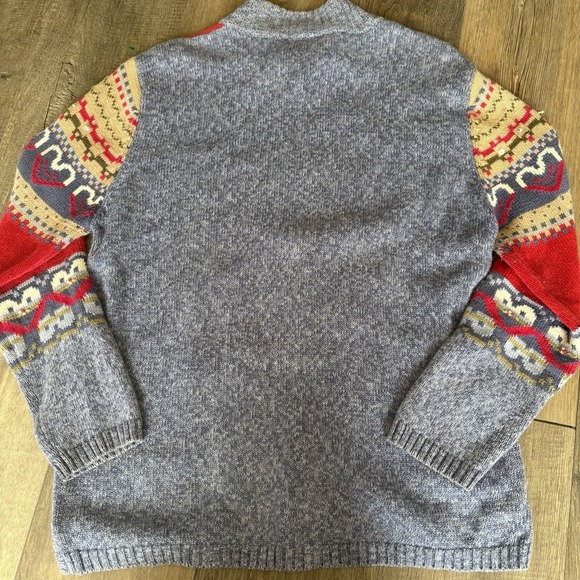 Koret City Blue VTG Patchwork Knit Sweater Heart Floral Embroidery Womens Sz M - Picture 6 of 8